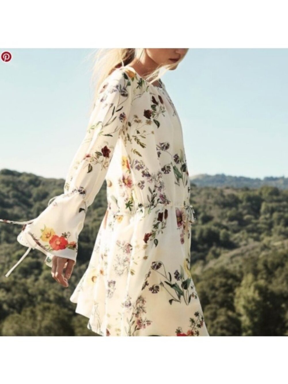 Amour Vert Clover Floral Print Silk dress Small